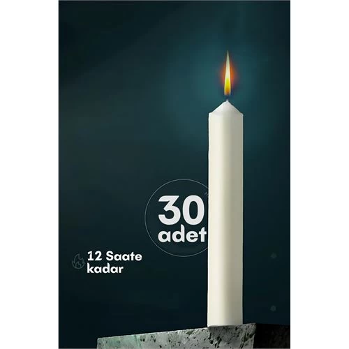 Modacar Klasik Mum 30 Adet - Kokusuz Mum