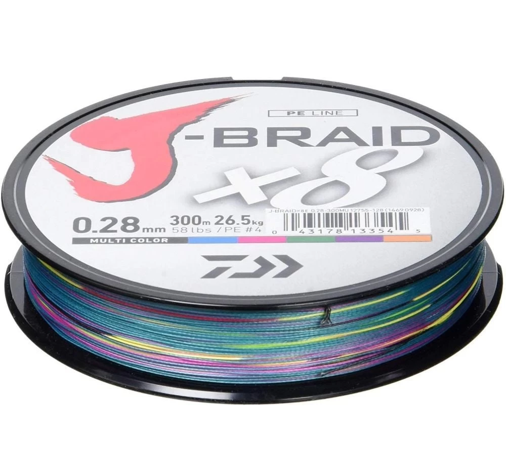 Daiwa J-braid X8 Multi Color 300 Mt. 0.28mm 26.5kg. İp Misina