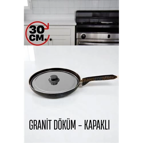 Modacar Granit Döküm Tava Paslanmaz Çelik Kapaklı -yapışmaz Taban 30 Cm