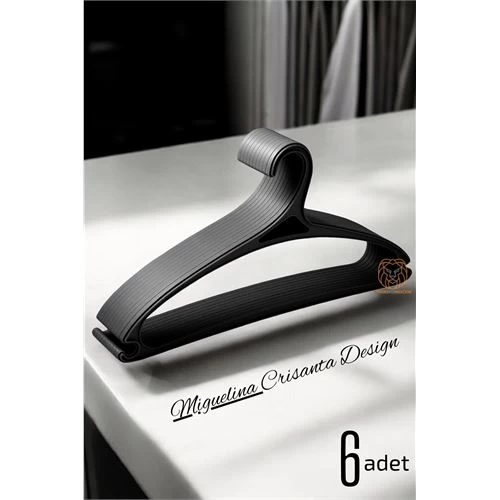 Modacar Tasarım Askı Seti 6 Adet Elbise Askısı M.crisanta Sİyah