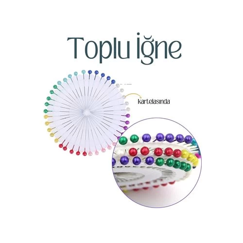 Renkli Başlı Toplu İğne 40 Adet 