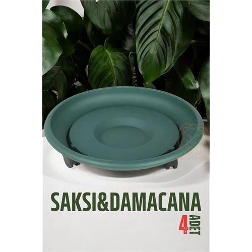 Modacar Tekerlekli Saksı Altığı 4 Adet 37 Cm YeŞİl