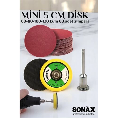 Modacar Pimli Mini Cırt Zımpara Taban Seti Gravür Ve Matkap Uyumlu 5 Cm 60 Adet Zımparalı Set