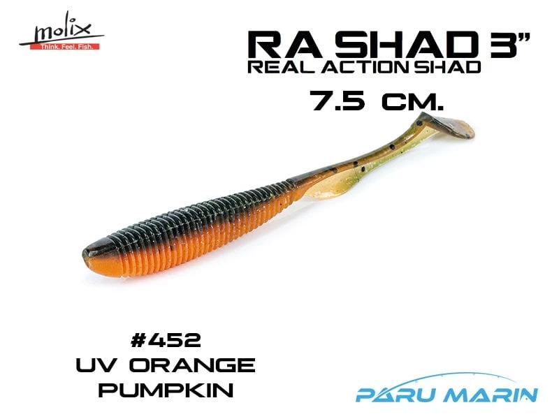 Molix Ra Shad 7.5cm/3'' Silikon Yem, #452 Uv Orange Pumpkin