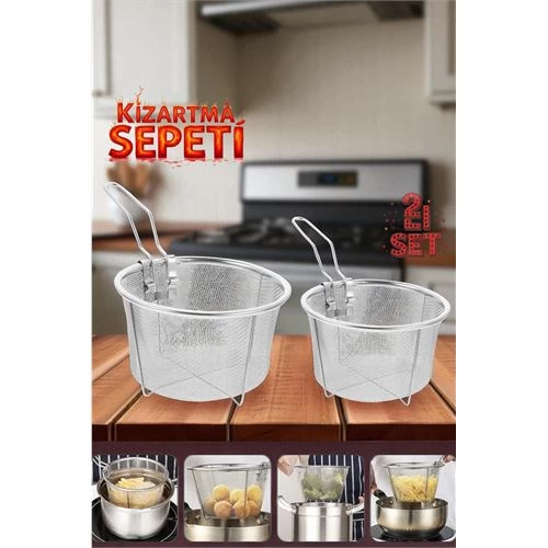 Modacar 2 Boy Kızartma Süzgeci Patates Kızartma Filtresi 304 Paslanmaz Çelik