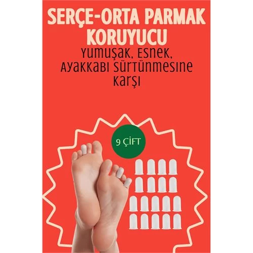 Modacar 9 Çift Silikon Parmak Koruyucu – Serçe Ve Orta Parmak Uyumlu | Yumuşak, Esnek, Ayakkabı Sürtünmesine Karşı