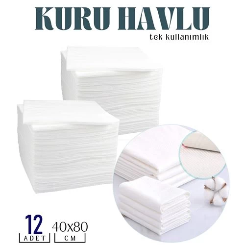 Modacar Tek Kullanımlık Kuru Havlu Çok Amaçlı 40x80 Cm 12 Adet