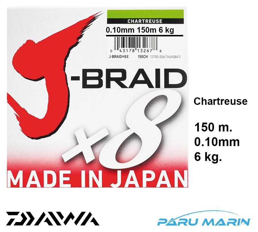Daiwa J-braid X8 Açık Yeşil 150 Mt. 0.10mm 6 Kg. İp Misina