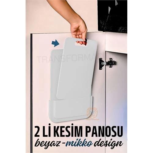 Modacar 2 Li Kesim Panosu Stantlı Yapışkanlı Kesim Tahtası Beyaz Mikko Design