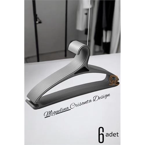 Modacar Tasarım Askı Seti 6 Adet Elbise Askısı M.crisanta Grİ