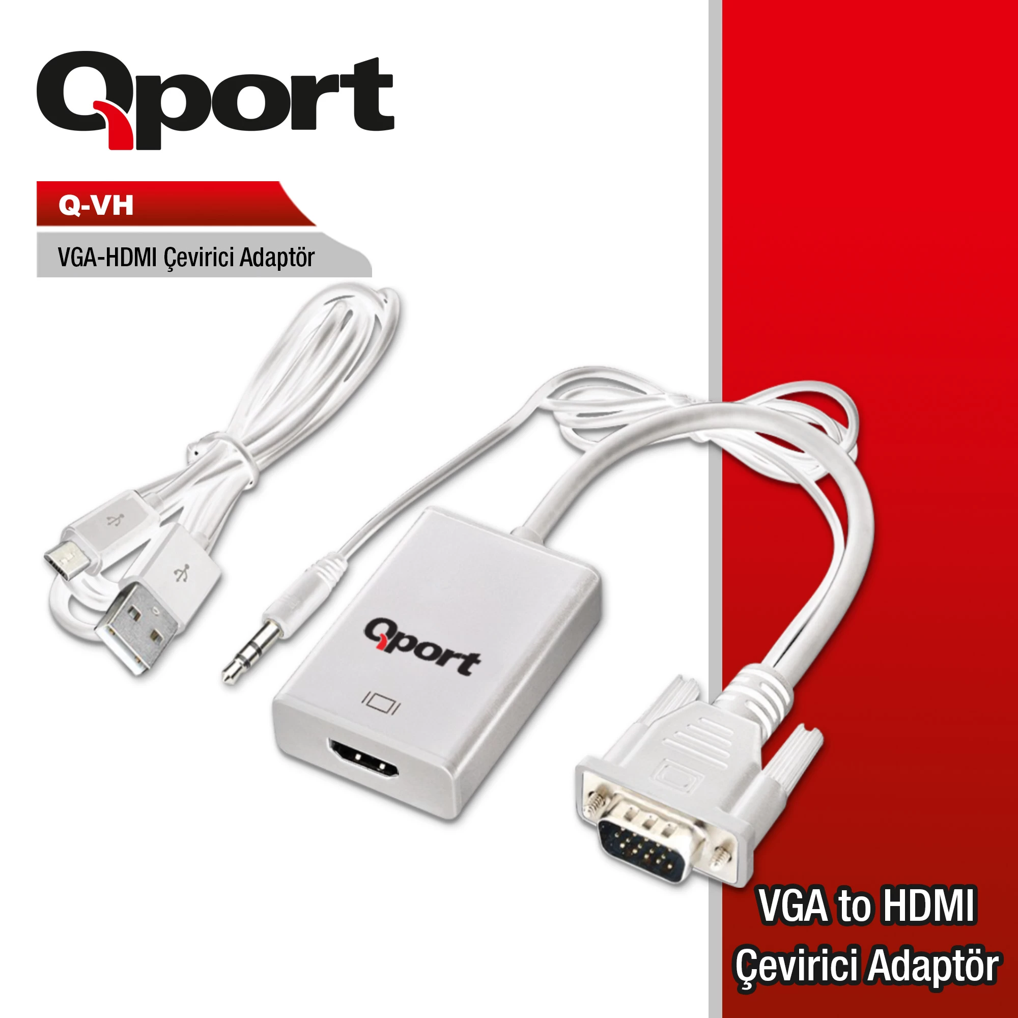 Qport Q-vh Vga To Hdmi Çevİrİcİ + Ses Kablosu