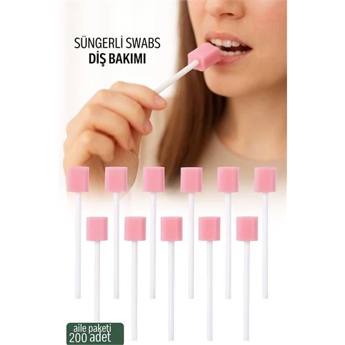 Modacar Süngerli Swab - Ağız Ve Diş Bakım Çubuğu - 200 Adet Aile Paketi