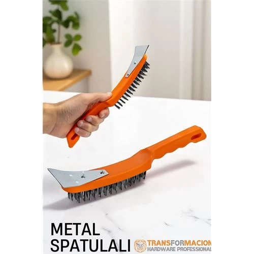 Modacar Metal Spatulalı Tel Fırça  - Kazıma Fırçası
