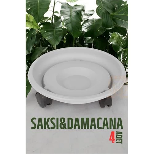 Modacar Tekerlekli Saksı Altığı 4 Adet 37 Cm Beyaz
