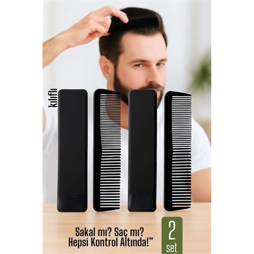 Modacar 2 Li Kılıflı Cep Tarağı – 14 X 3 Cm | Kompakt, Şık Ve Taşınabilir Erkek Bakım Tarağı