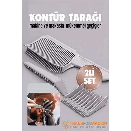 Modacar Kuaför Berber Kavisli Kontur Kesim Tarağı 2 Li Set