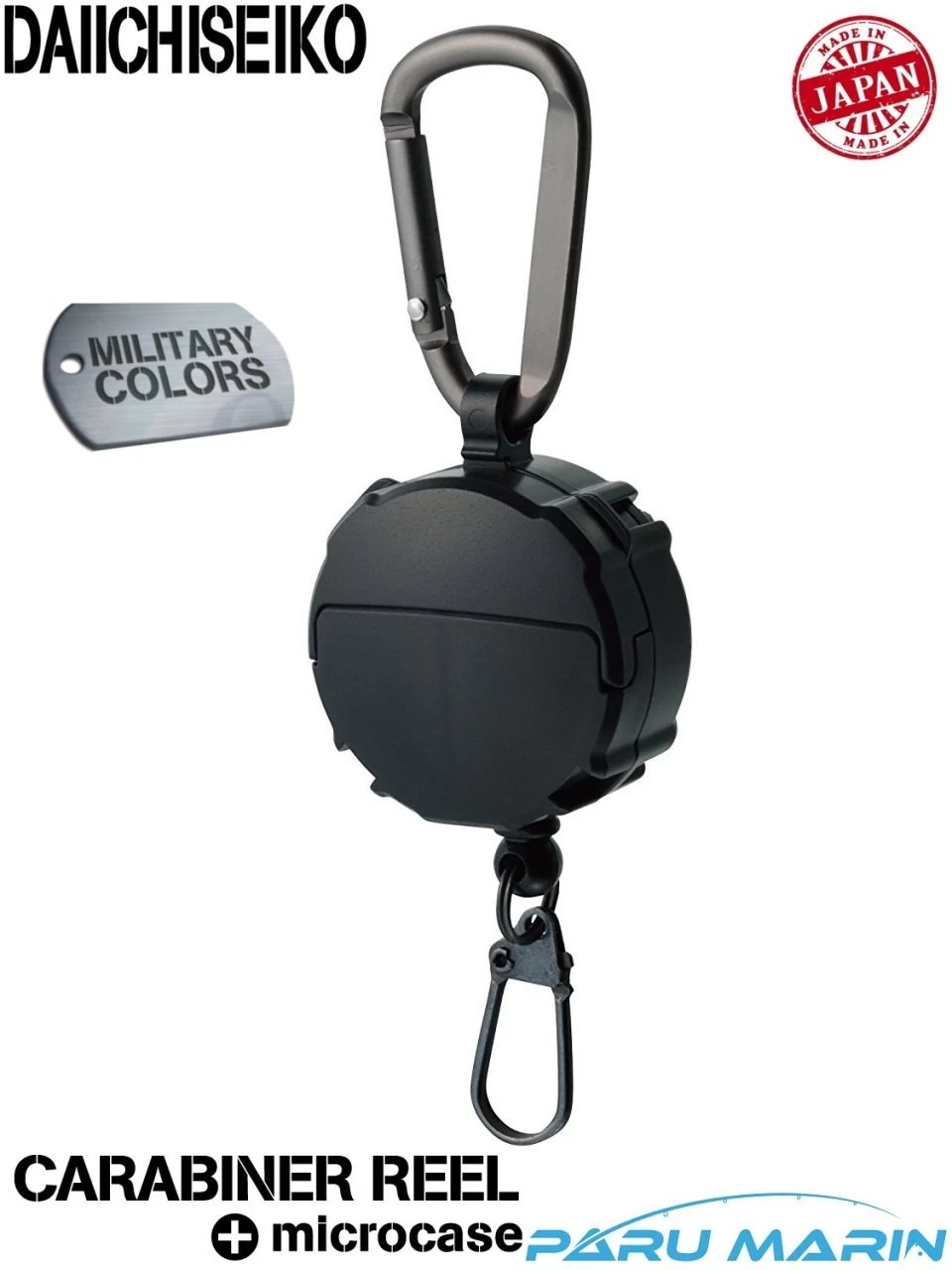 Daiichiseiko Carabiner Reel + Micro Case 2 Gözlü Aksesuar Askısı Black