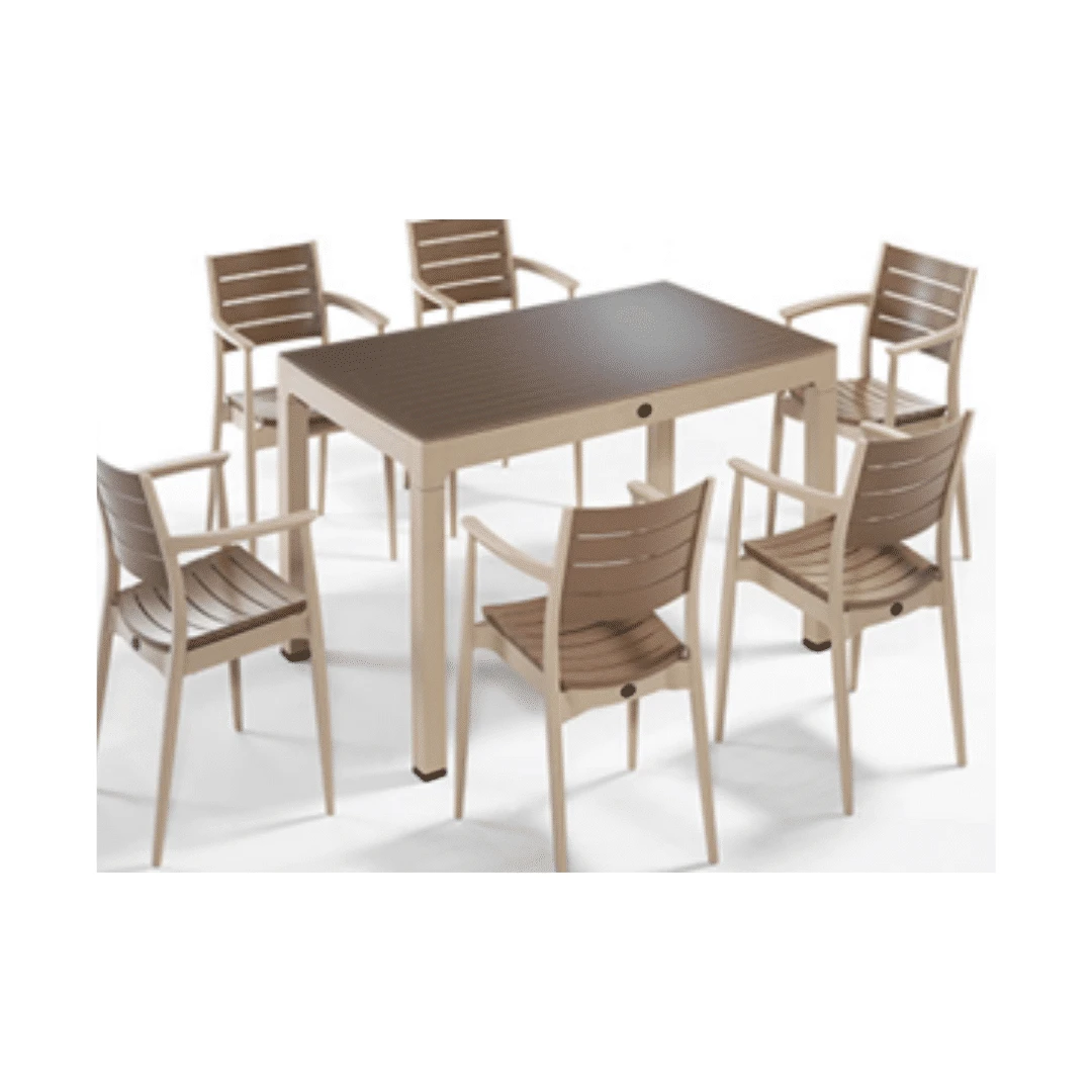 Regnum Çöl Kahve-cappucino 6'lı Plastik Masa Sandalye Takımı