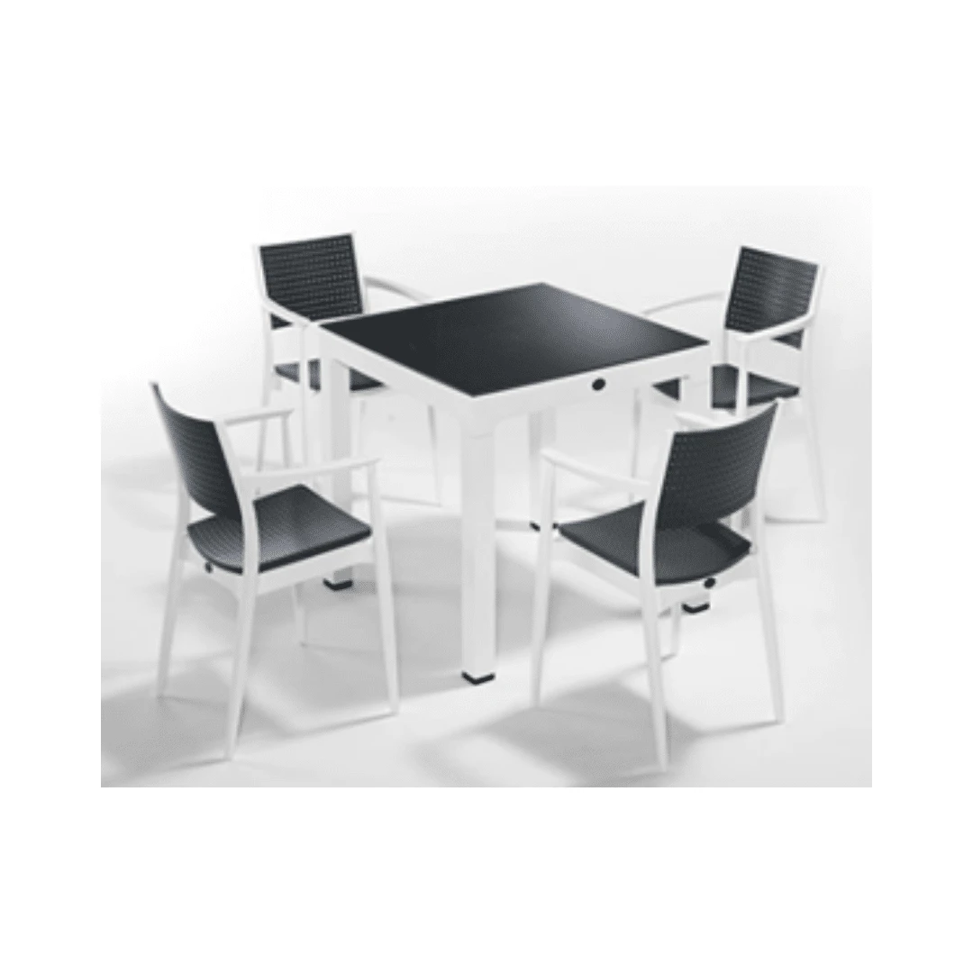 Seginus Beyaz-antrasit 4'lü Plastik Masa Sandalye Takımı