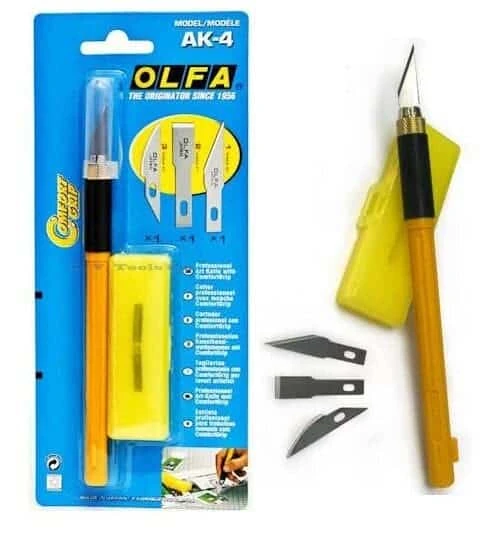 Olfa Ak-4 Profesyonel Kretuar Maket Bıçağı (3 Farklı Bıçak Yedekli)