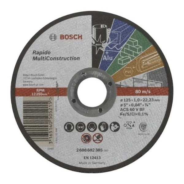 Bosch Rapido Serisi Çoklu Malzemeler İçin Düz Kesme Diski 125 X1 Mm