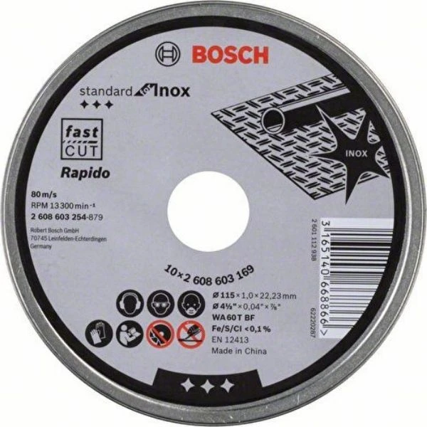 Bosch 115x1.0mm Standard For Inox Rapido 10'lu