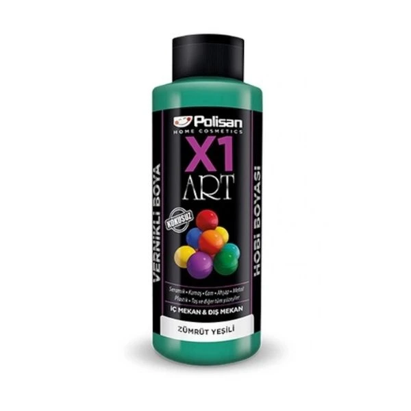 Polisan X1 Art Vernikli Hobi Boyası Zümrüt Yeşili 120 Ml