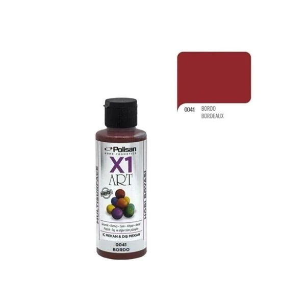 Polisan X1 Art Multisurface Akrilik Hobi Boyası Bordo 120 Ml