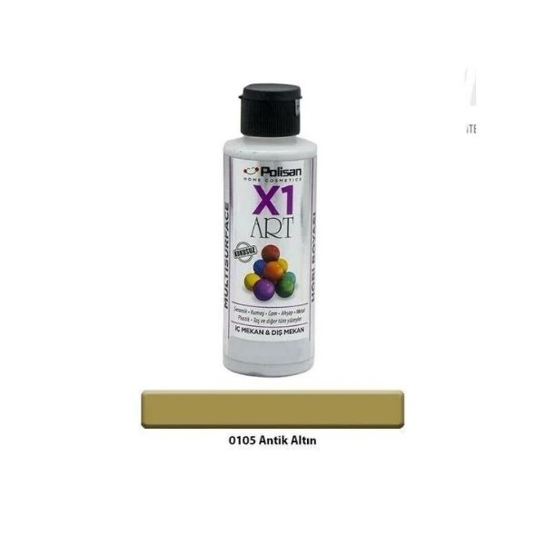 Polisan X1 Art Multisurface Hobi Boyası Yaldız Antik Altın 120 Ml