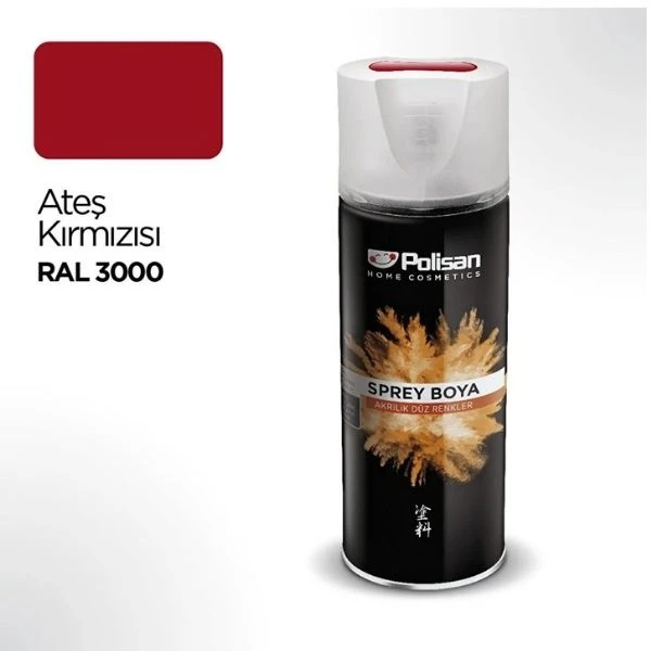 Polisan Akrilik Sprey Boya Ateş Kırmızı Ral 3000 400 Ml