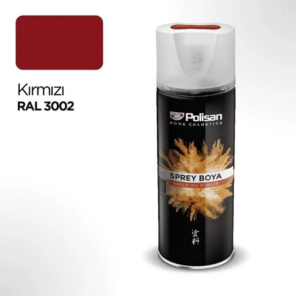 Polisan Sprey Boya Kırmızı Ral 3002 400 Ml