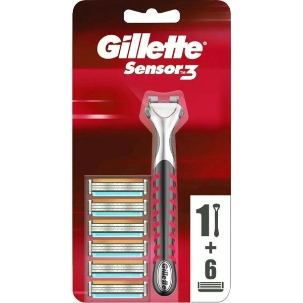 Gillette Sensor 3 Red Edition Tıraş Makinesi  6 Yedek Tıraş Bıçağı