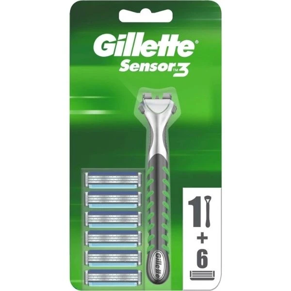 Gillette Sensor 3 Sensitive Tıraş Makinesi  6 Yedek Tıraş Bıçağı