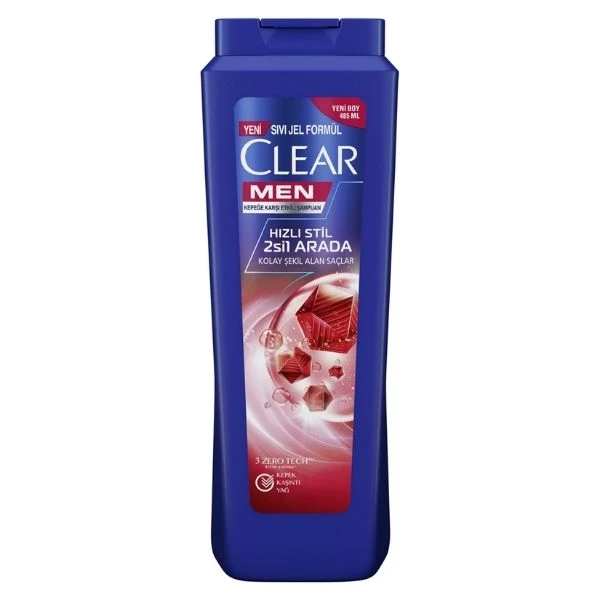 Clear Men Şampuan Hızlı Stil 2'si 1 Arada 485 Ml