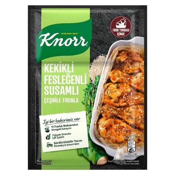 Knorr Fırında Tavuk Çeşnisi Kekikli Fesleğenli Susamlı 29 Gram