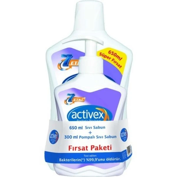 Activex Antibakteriyel Sıvı Sabun Hassas Ciltler 650 Ml + 300 Ml