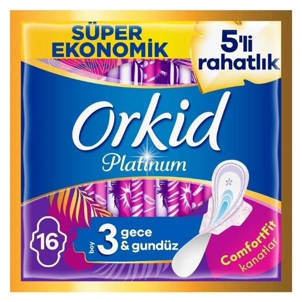 Orkid Platinum Hijyenik Ped Gece Süper Ekonomik Paket 16 Ped