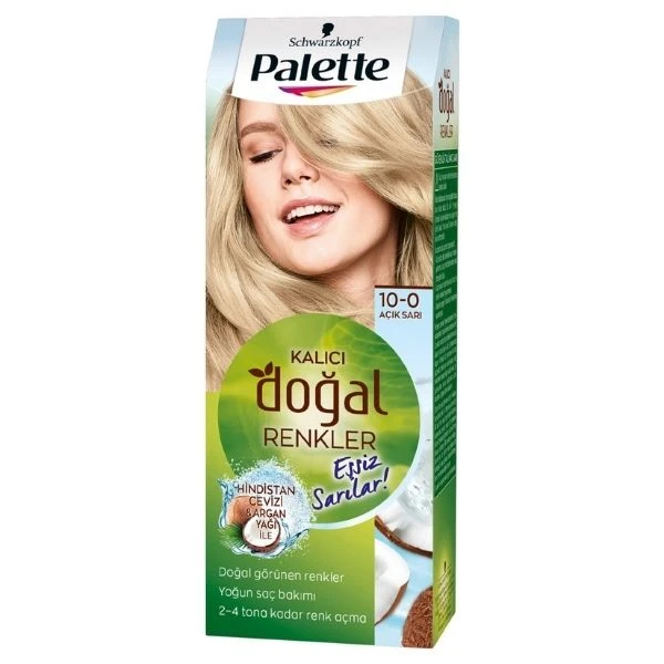 Palette Kalıcı Doğal Renkler 10-0 Açık Sarı Saç Boyası