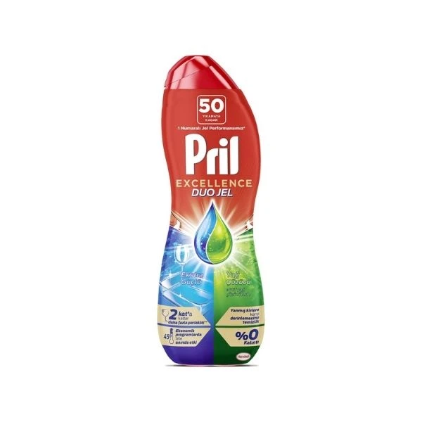 Pril Excellence Duo Jel Bulaşık Makinesi Deterjanı 900ml 50 Yıkama Yağ Çözücü