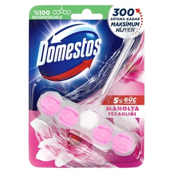 Domestos Wc Blok 5'li Güç Tuvalet Bloğu Manolya Ferahlığı Maksimum Hijyen 50 G