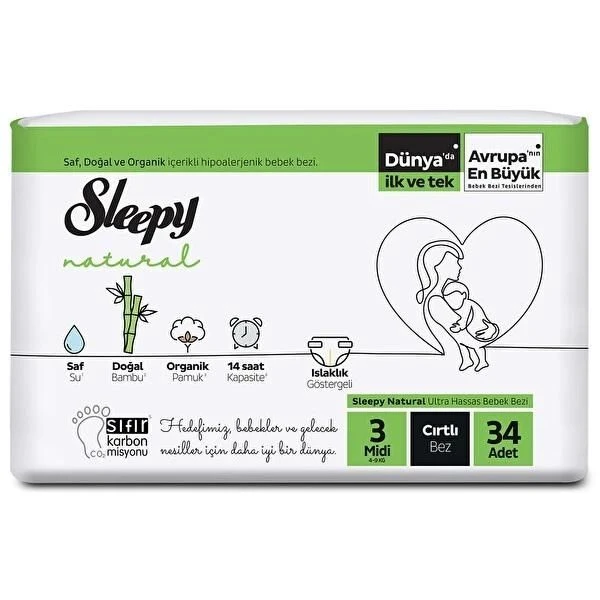 Sleepy Natural Bebek Bezi 3 Numara 34 Adet