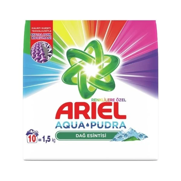 Ariel Dağ Esintisi Renklilere Özel 1,5 Kg Aqua Pudra Toz Çamaşır Deterjanı