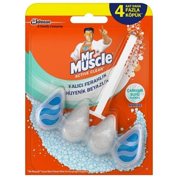 Mr Muscle Active Clean Klozet Blok Çamaşır Suyu Katkılı 37 Gram