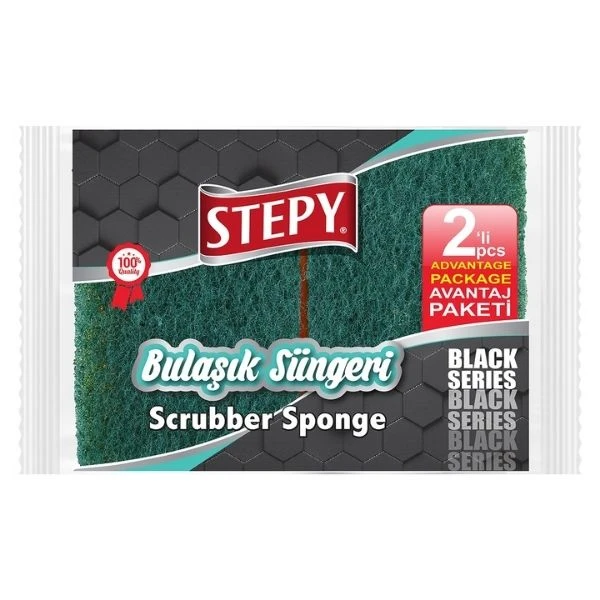 Stepy Black Düz Bulaşık Süngeri 2'li