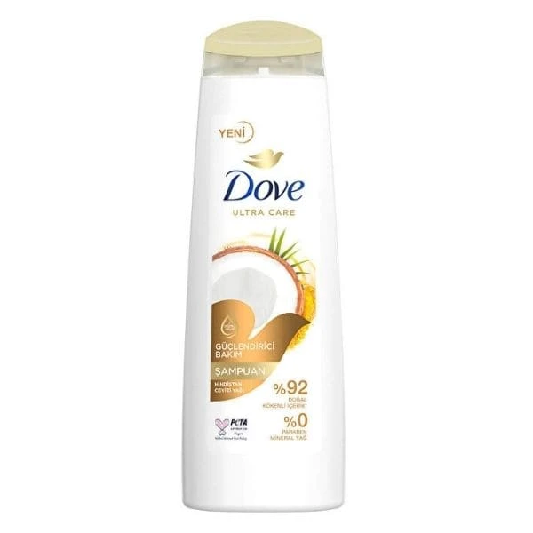 Dove Ultra Care Saç Bakım Şampuanı Güçlendirici Bakım, Hindistan Cevizi Yağı 400 Ml