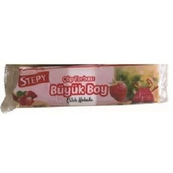 Stepy Çöp Poşeti Büzgülü Büyük Boy Çilek