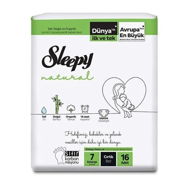 Sleepy Natural Xx-l No:7 20-30 Kg 16'lı Cırtlı Bebek Bezi