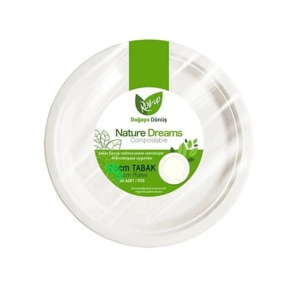 Roll Up Doğaya Dönüş Karton Tabak 18 Cm 50'li
