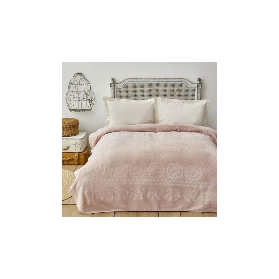 Karaca Home Elephant Pudra Çift Kişilik Soft Embosy Battaniye