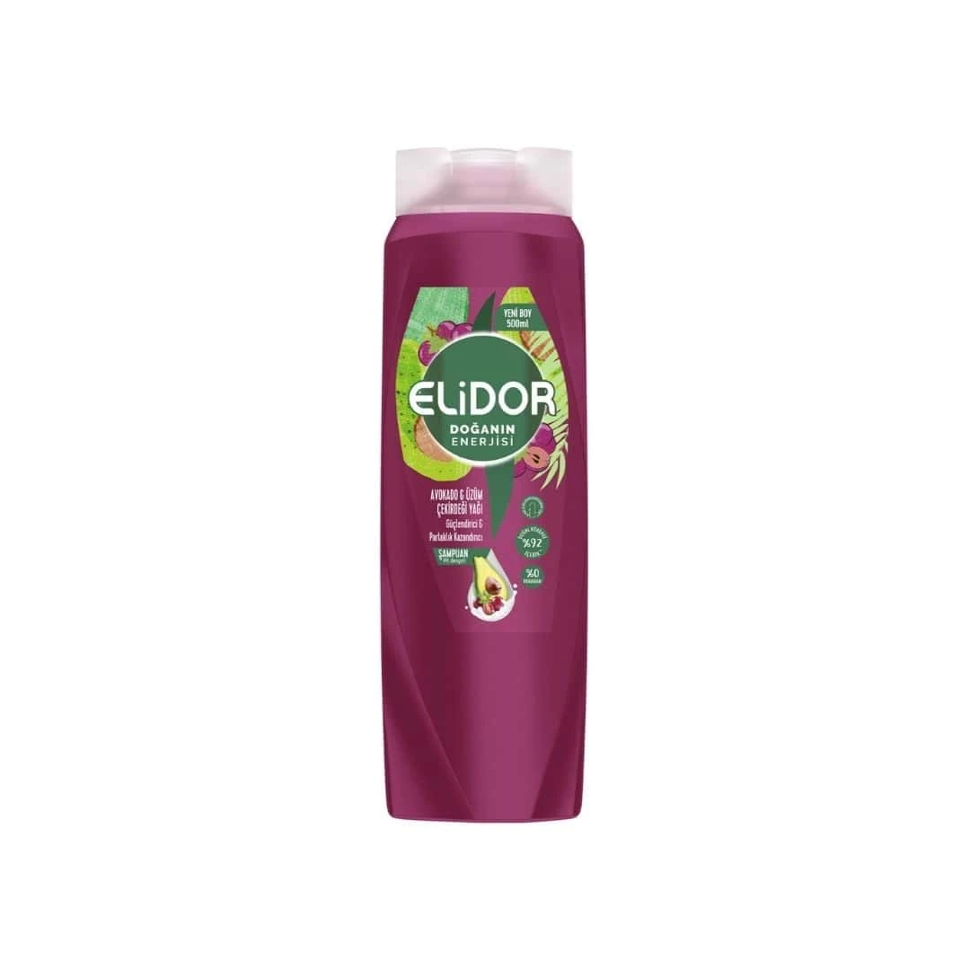 Elidor Avokado Ve Üzüm Çekirdeği Yağı Güçlendirici Şampuan 500 Ml